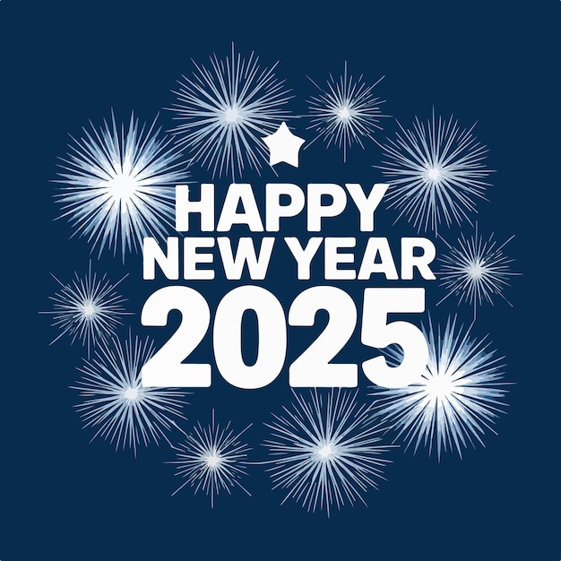 Feliz año nuevo 2025 tarjeta de celebración arte de fondo ilustración diseño simple