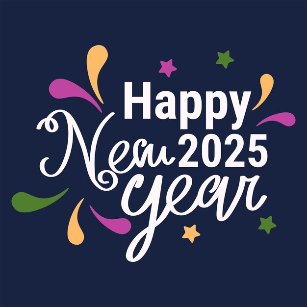 Feliz año nuevo 2025 Tarjeta de felicitación vectorial