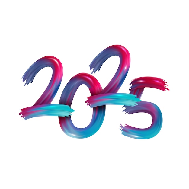 Feliz año nuevo 2025 Texto abstracto de la ilustración vectorial de The Smears Of Acrylic Paint