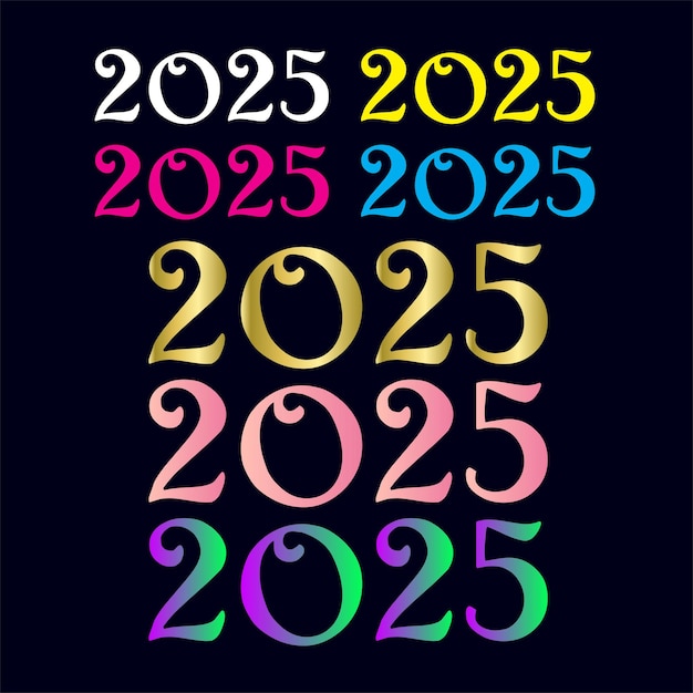 Feliz año nuevo 2025 Tipografía de números