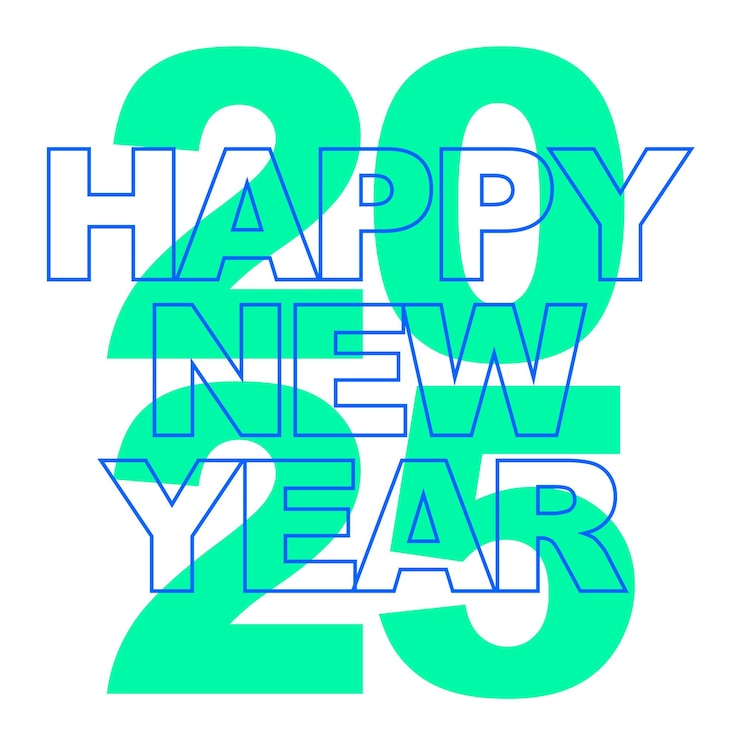 Vector feliz año nuevo 2025 unidad multicolor