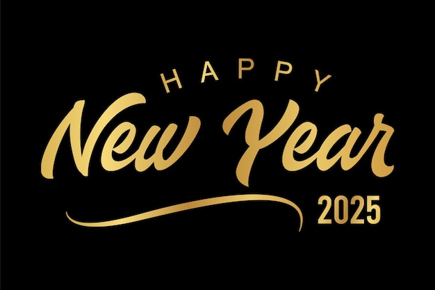 Feliz año nuevo 2025 vector de diseño de texto Feliz año Nuevo 2025 tipografía
