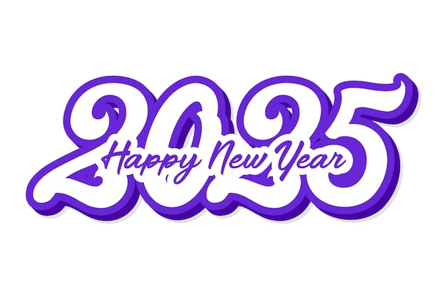 Feliz año nuevo 2025 vector de diseño de texto Feliz año Nuevo 2025 tipografía