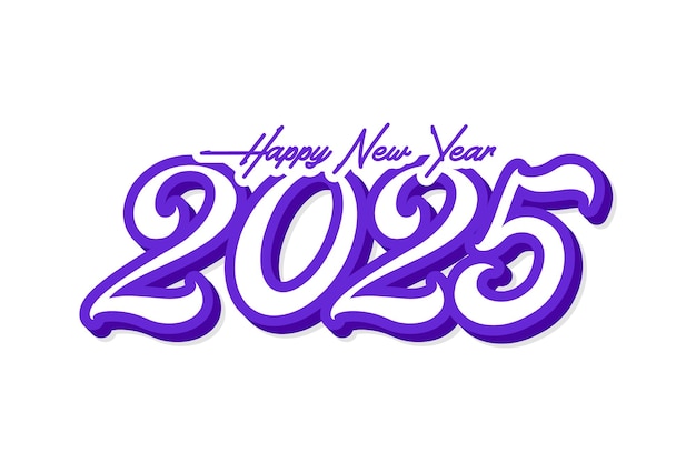 Feliz año nuevo 2025 vector de diseño de texto
