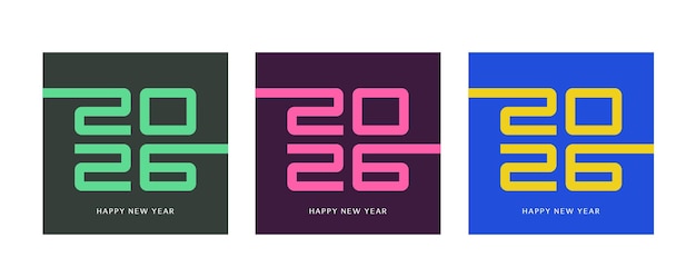 Feliz año nuevo 2026 Conjunto de pancartas festivas de Año Nuevo Ilustración vectorial