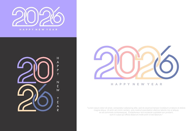 Feliz año nuevo 2026 diseño diseño de texto del logotipo 2026 concepto de celebración del año nuevo ilustración vectorial