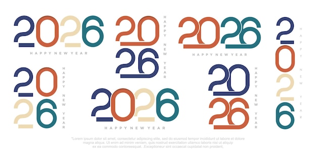 Feliz año nuevo 2026 diseño diseño de texto del logotipo 2026 concepto de celebración del año nuevo ilustración vectorial