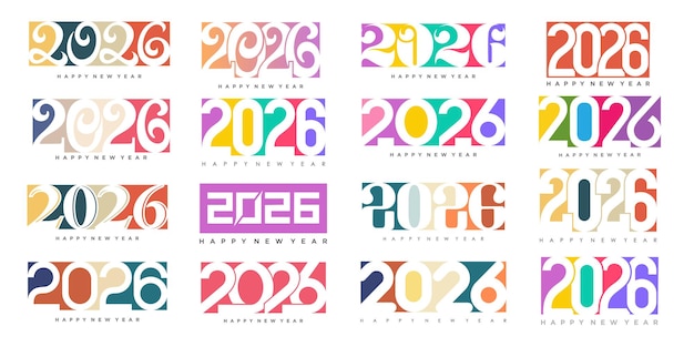 Feliz año nuevo 2026 diseño diseño de texto del logotipo 2026 concepto de celebración del año nuevo ilustración vectorial