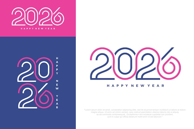 Feliz año nuevo 2026 diseño diseño de texto del logotipo 2026 concepto de celebración del año nuevo ilustración vectorial
