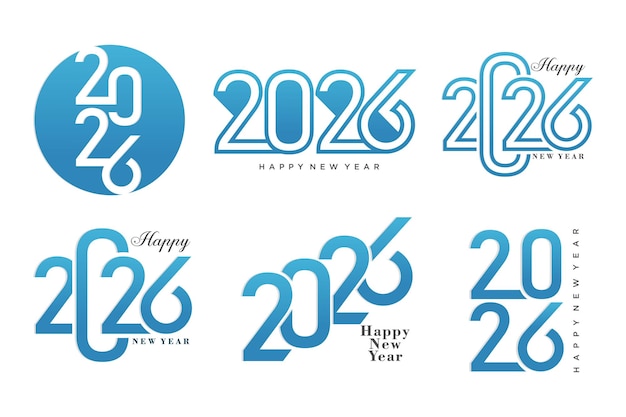 Feliz año nuevo 2026 diseño diseño de texto del logotipo 2026 concepto de celebración del año nuevo ilustración vectorial