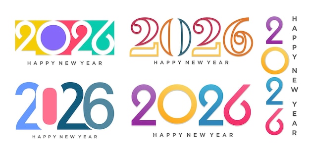 Feliz año nuevo 2026 diseño diseño de texto del logotipo 2026 concepto de celebración del año nuevo ilustración vectorial