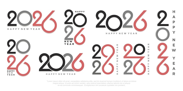Feliz año nuevo 2026 diseño diseño de texto del logotipo 2026 concepto de celebración del año nuevo ilustración vectorial