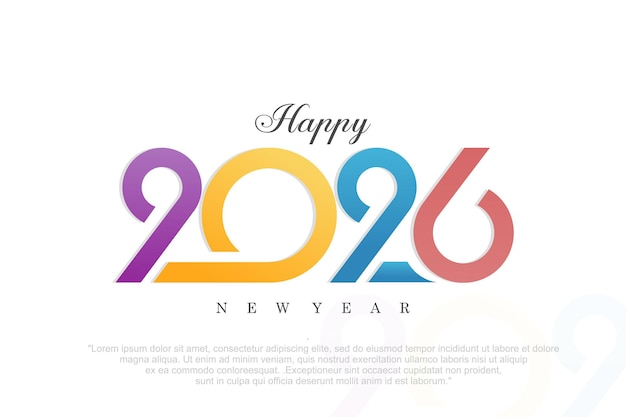 Feliz año nuevo 2026 diseño diseño de texto del logotipo 2026 concepto de celebración del año nuevo ilustración vectorial
