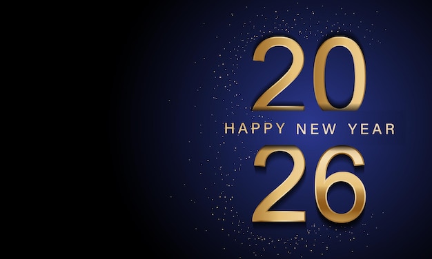Feliz año nuevo 2026 Diseño de fondo Tarjeta de felicitación Banner Cartel Ilustración vectorial