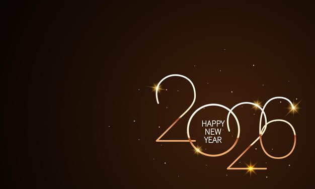 Feliz año nuevo 2026 Diseño de fondo Tarjeta de felicitación Banner Cartel Ilustración vectorial