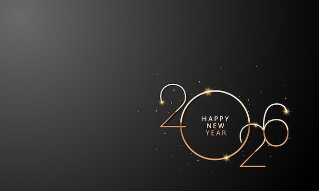 Feliz año nuevo 2026 Diseño de fondo Tarjeta de felicitación Banner Cartel Ilustración vectorial