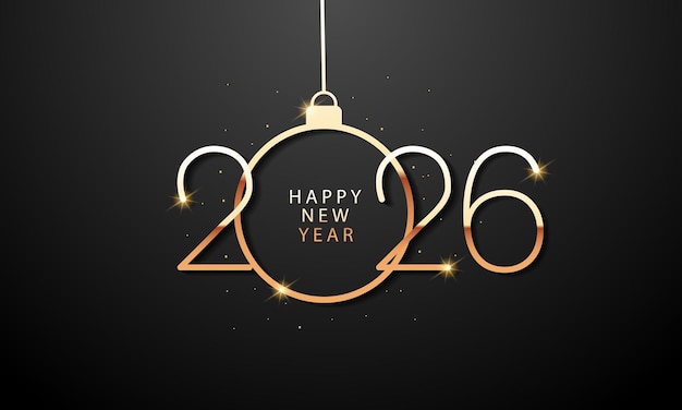 Feliz año nuevo 2026 Diseño de fondo de tarjetas de felicitación Banner cartel Ilustración vectorial xA