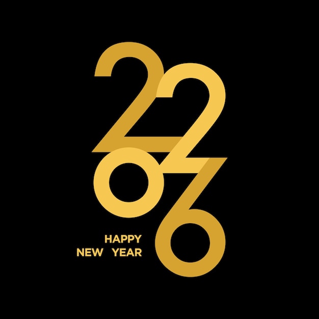 Feliz año nuevo 2026 Diseño con número dorado