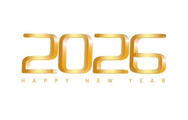 Feliz año nuevo 2026 Tipografía de oro