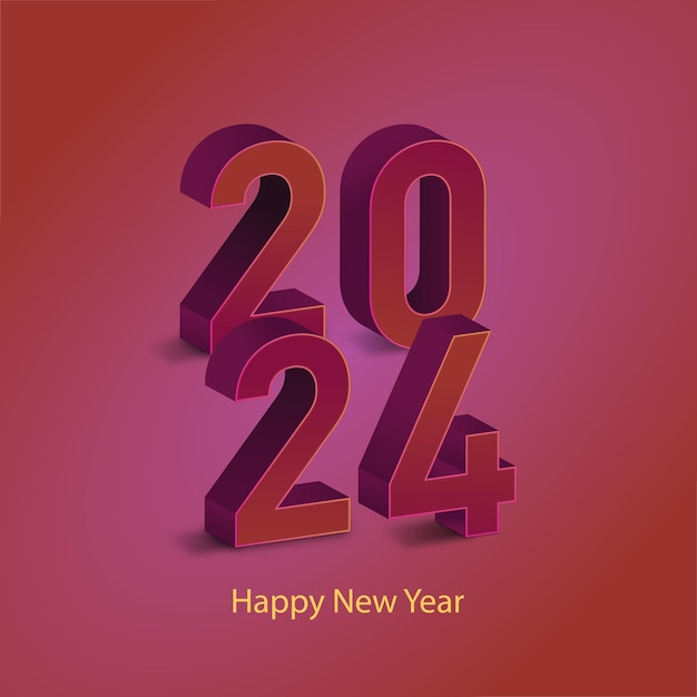Feliz año nuevo 3D 2024 decoración festiva realista con número de oro Celebra la fiesta de 2024