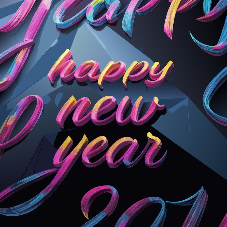 Vector feliz año nuevo 3d diseño de texto colorido resumen fondo resumen colorido feliz año nuevo pintura 3d