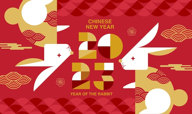 Feliz año nuevo, año nuevo chino 2023, año del conejo, chino tradicional.