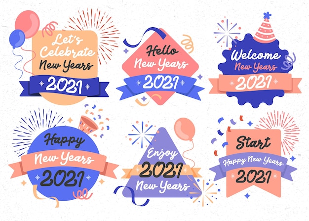 Feliz año nuevo banner 2021 fiesta diseño celebración evento conjunto