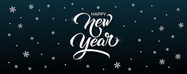 Feliz año nuevo caligrafía de letras a mano Vector elemento de ilustración de vacaciones tipográfico