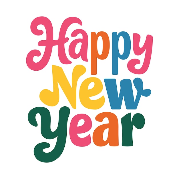 Feliz Año Nuevo Carta de Año Nuevo manuscrita en estilo retro
