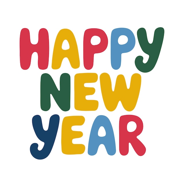 Feliz Año Nuevo Carta de Año Nuevo manuscrita en estilo retro