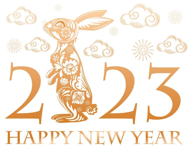 Feliz año nuevo chino 2023 Año del estandarte del conejo