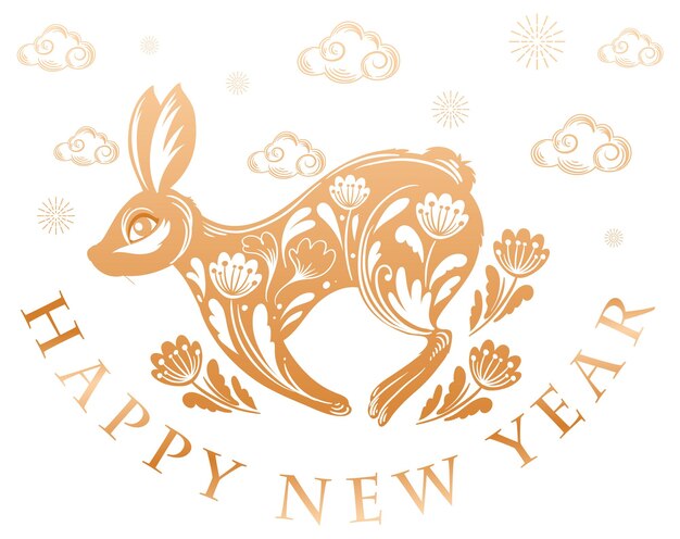 Feliz año nuevo chino 2023 Año del estandarte del conejo