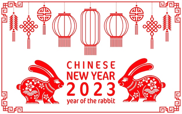 Feliz año nuevo chino 2023 año del zodiaco conejo