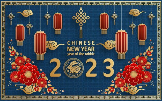 Feliz año nuevo chino 2023 año del zodiaco conejo