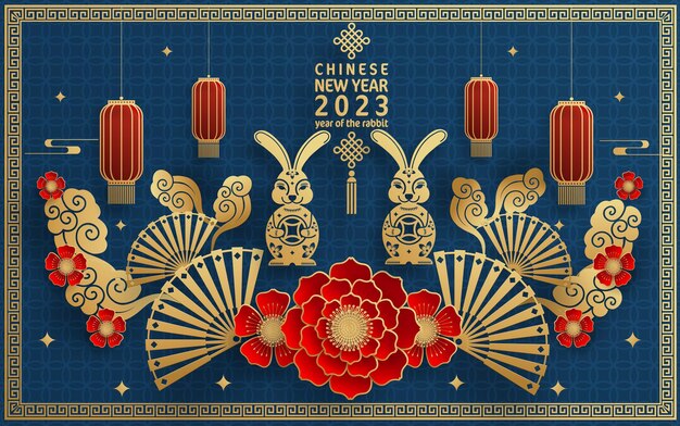Feliz año nuevo chino 2023 año del zodiaco conejo