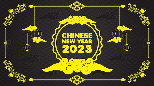 Feliz año nuevo chino 2023 hermosas decoraciones con diseño de tarjetas de felicitación lunares y chinas