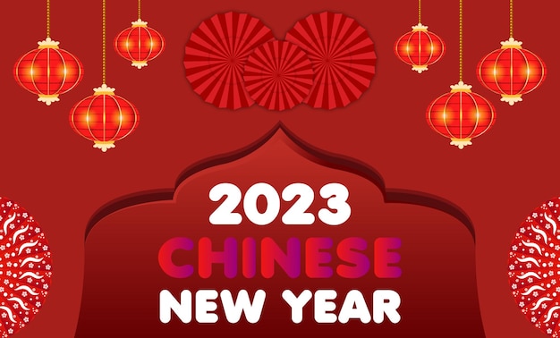 Feliz año nuevo chino 2023 hermosas decoraciones con diseño de tarjetas de felicitación lunares y chinas