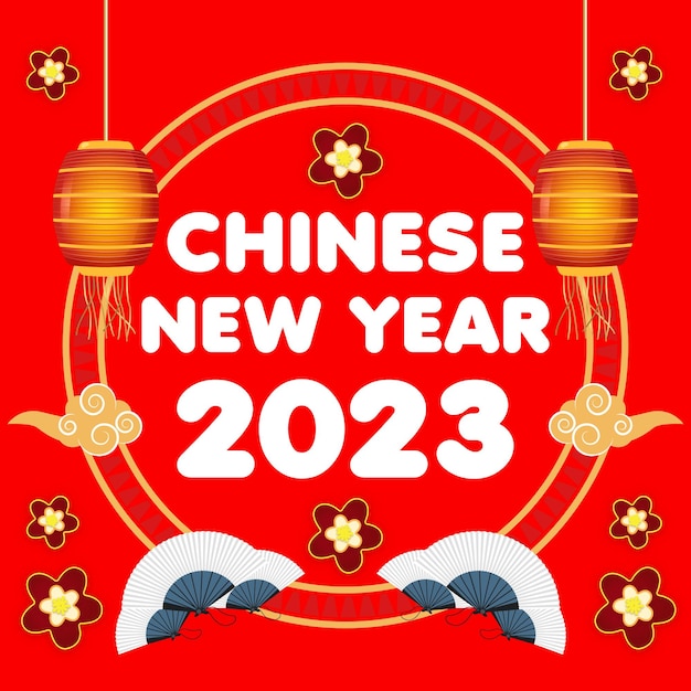 Feliz año nuevo chino 2023 hermosas decoraciones con diseño de tarjetas de felicitación lunares y chinas