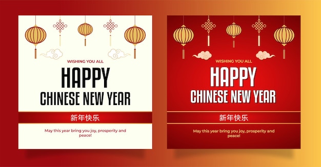 Vector feliz año nuevo chino 2024 conjunto de ilustraciones vectoriales de plantillas de publicaciones de redes sociales para el año nuevo chino