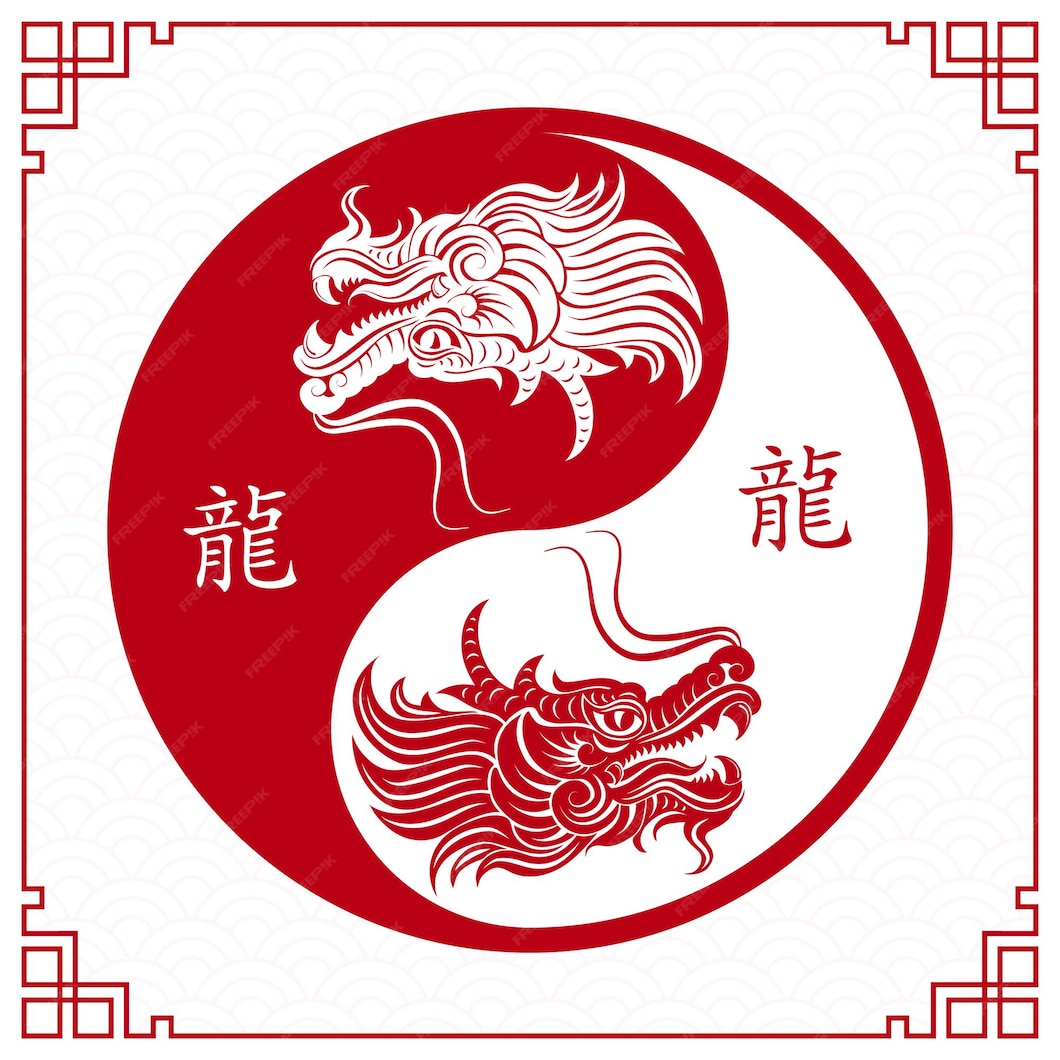 Feliz año nuevo chino 2024 signo del zodiaco año del dragón con arte de