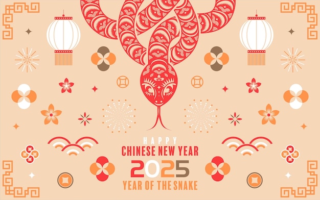 Feliz año nuevo chino 2025 el signo del zodiaco de la serpiente