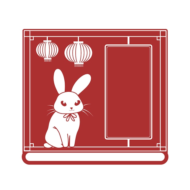 Feliz año nuevo chino del fondo del título del conejo.