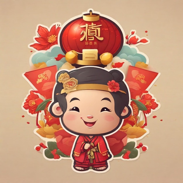 Vector feliz año nuevo chino fondo vectorial de dibujos animados