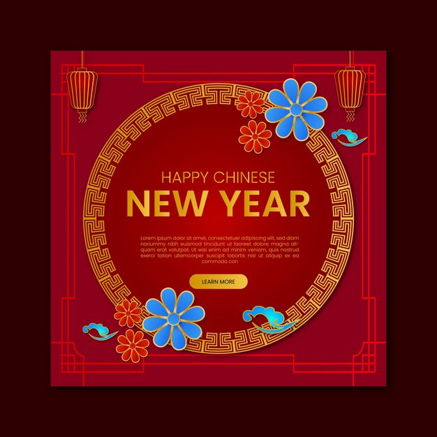 Feliz año nuevo chino plantilla vectorial