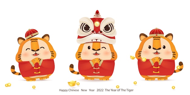 Feliz año nuevo chino del tigre. Símbolo del zodiaco del año 2022.