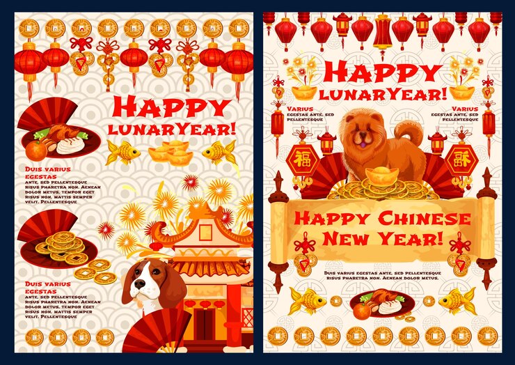 Vector feliz año nuevo chino vector tarjetas tradicionales