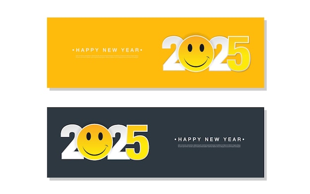 Feliz año nuevo conceptos de inspiración de creatividad con un icono de sonrisa conjunto de fondo 2025
