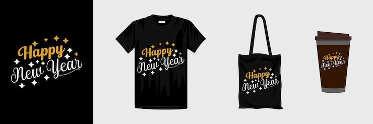 Vector feliz año nuevo diseño de camiseta de celebración. listo para camiseta, taza, regalo y otros.