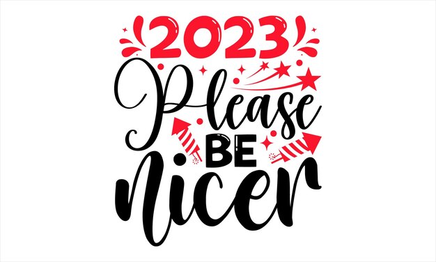 Feliz Año Nuevo Diseño de camisetas Ilustración vintage dibujada a mano con letras y decoración a mano
