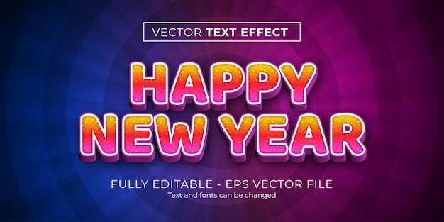 Feliz año nuevo diseño de efecto de texto editable 3d